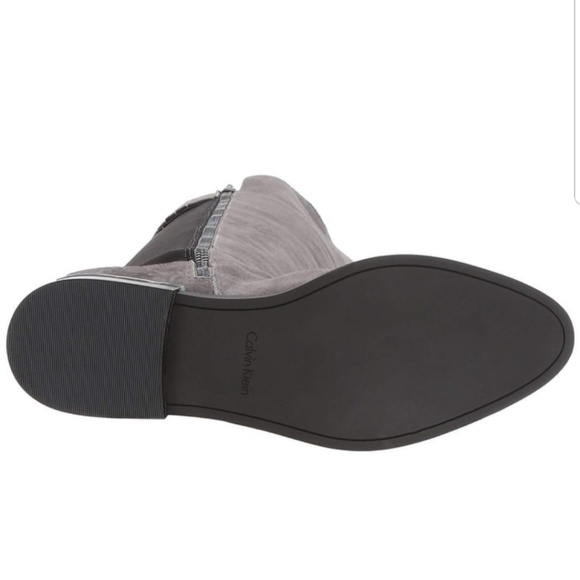 Calvin Klein Cylan Over the Knee Suede Zip Boots - Picture 3 of 5